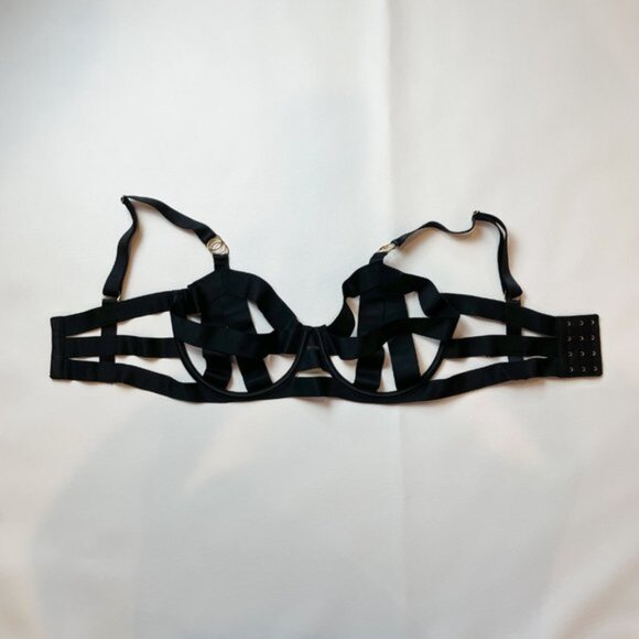 NWOT Victoria's Secret Bra 34DDD Unlined Balconet Strappy Banded Black B1429 - Picture 2 of 8